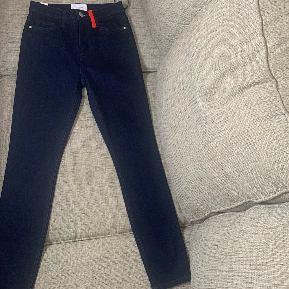 NWT CURRENT/ELLIOTT Ultra High Waist Skinny Jeans, Dark Blue w/ Red Accents, 26 - Picture 6 of 12